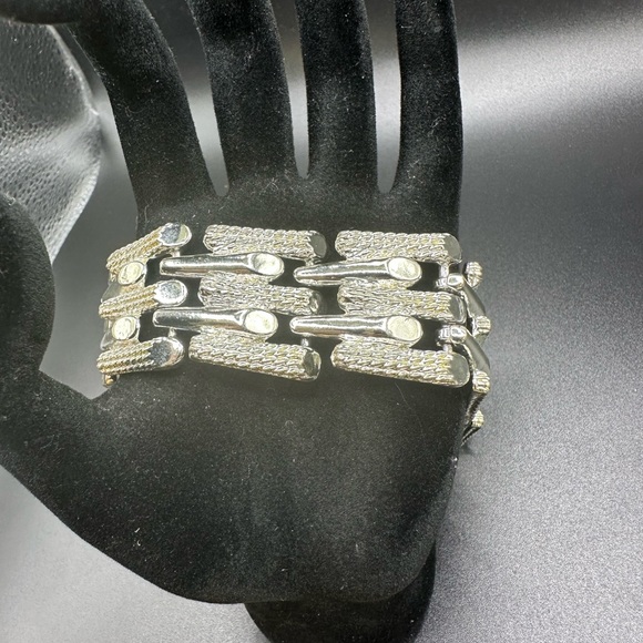 Classy, silver tone, textured, smooth bracelet, you are sure to love - Picture 4 of 12